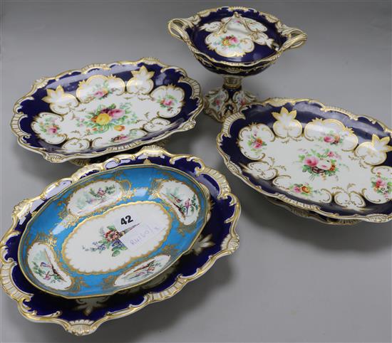 A Sevres style dish and a part dessert service